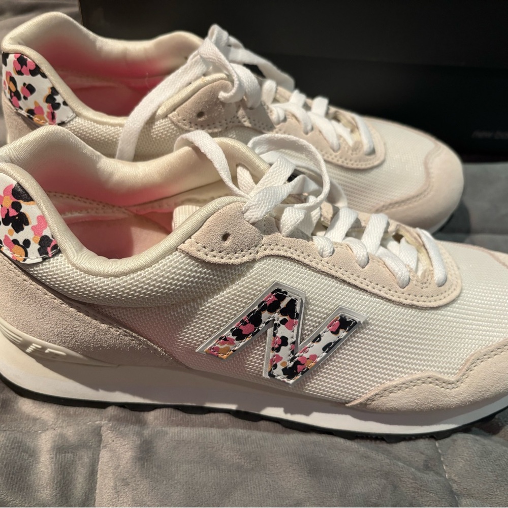 New Balance Women's Cream and Floral Sneakers